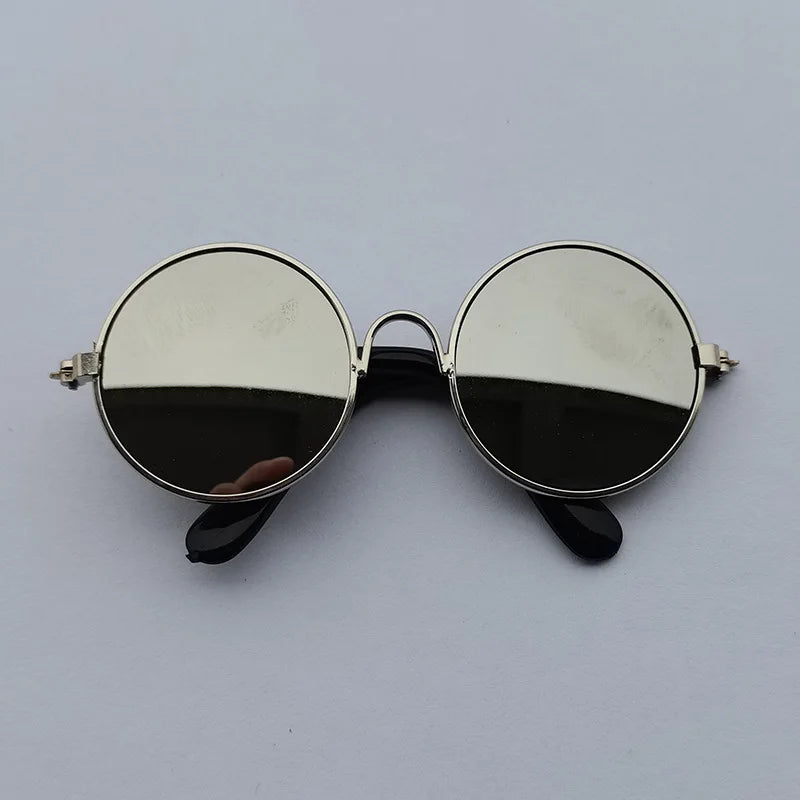 Adorável vintage redondo gato óculos de sol reflexão óculos para pequeno cão gato pet fotos produtos para animais de estimação adereços acessórios