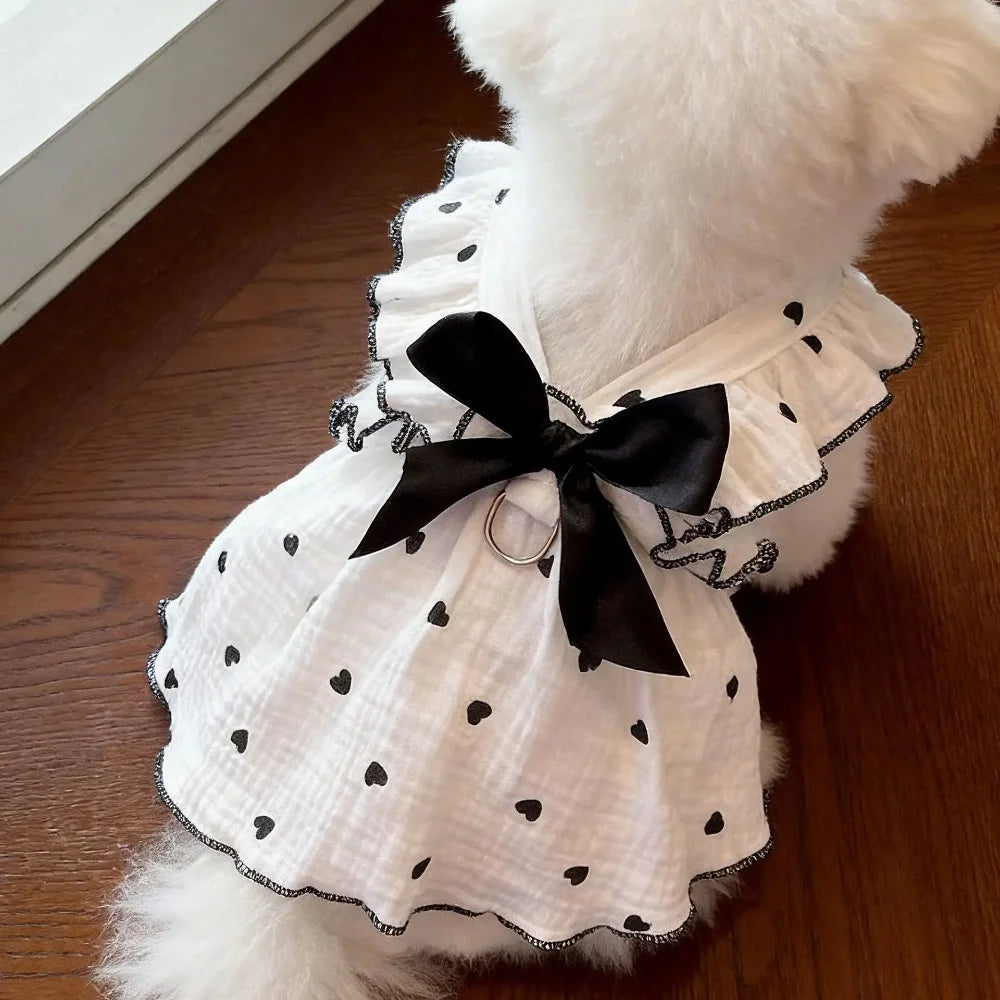 Vestido de Verão para Gatos, Roupa Fina Anti-Queda de Pelos para Animais de Estimação, com Argola D para Coleira, Respirável, para Gatinhos, Cães Pequenos e Filhotes, Estilo Princesa Fofo