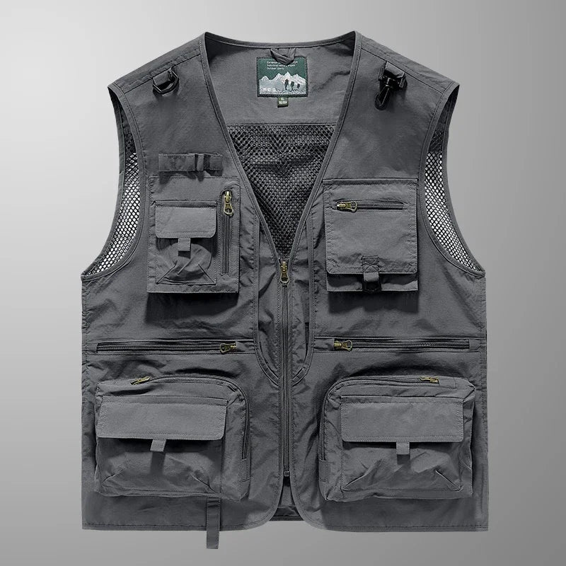 Colete Masculino Multibolsos Respirável para Pesca ao Ar Livre 2026 - Novo Modelo Casual Funcional para Primavera, Outono e Verão