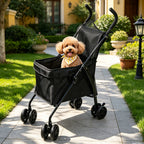 Carrinho de Pet Dobrável, Carrinho de Compras, Carrinho de Viagem para Cães com 4 Rodas e Cesta de Armazenamento para Filhotes e Gatos, Capacidade de Peso de 20kg