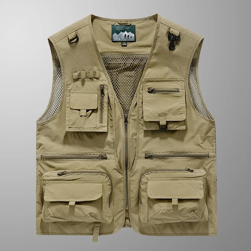 Colete Masculino Multibolsos Respirável para Pesca ao Ar Livre 2026 - Novo Modelo Casual Funcional para Primavera, Outono e Verão