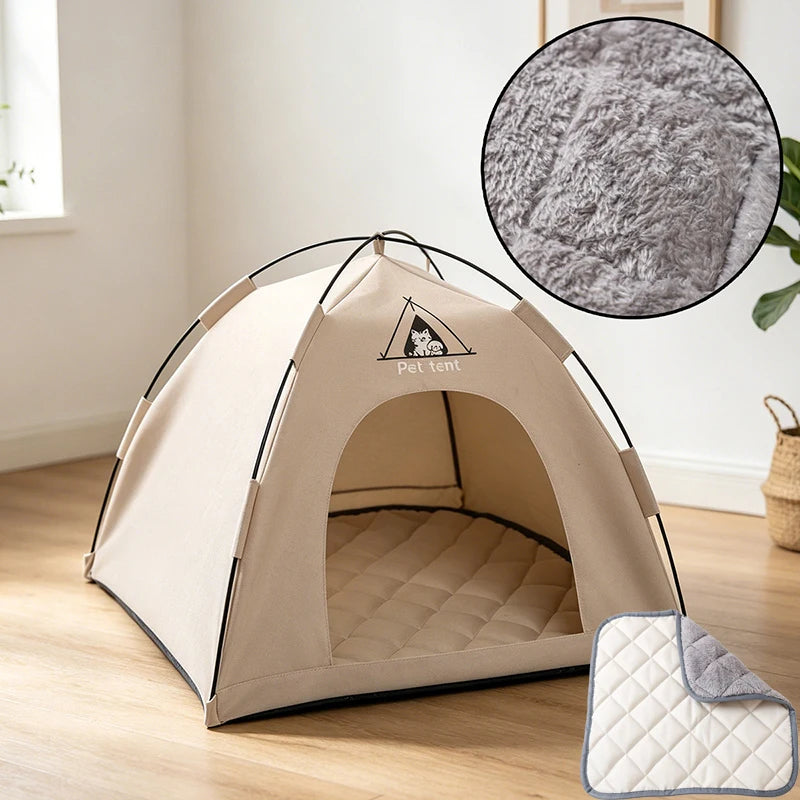 Casa Dobrável para Gatos, Tenda para Animais de Estimação, Ninho Universal para Gatos e Cães, Tapete Quente de Inverno, Portátil e Respirável