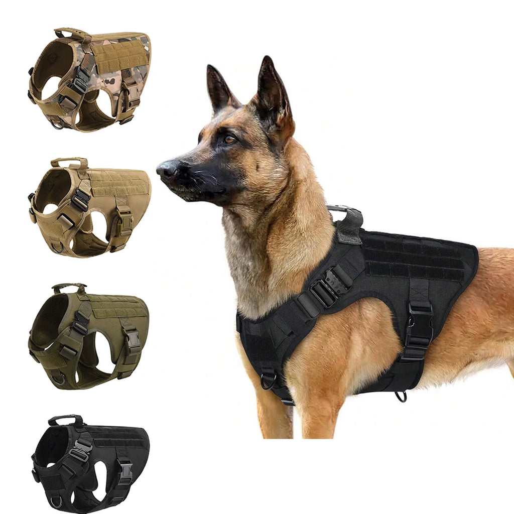 Coleira Tática Militar para Cães Grandes e Médios, Colete de Treinamento para Pastor Alemão e Malinois, Acessórios de Caça para Cães