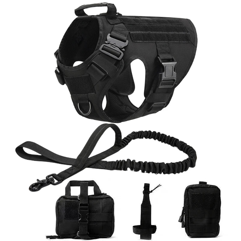 Colete militar tático para animais de estimação pastor alemão golden retriever treinamento tático arnês e trela conjunto para todas as raças cães