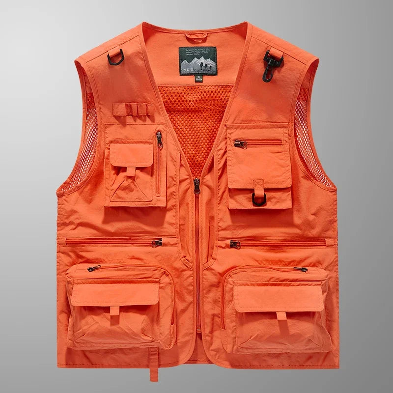 Colete Masculino Multibolsos Respirável para Pesca ao Ar Livre 2026 - Novo Modelo Casual Funcional para Primavera, Outono e Verão