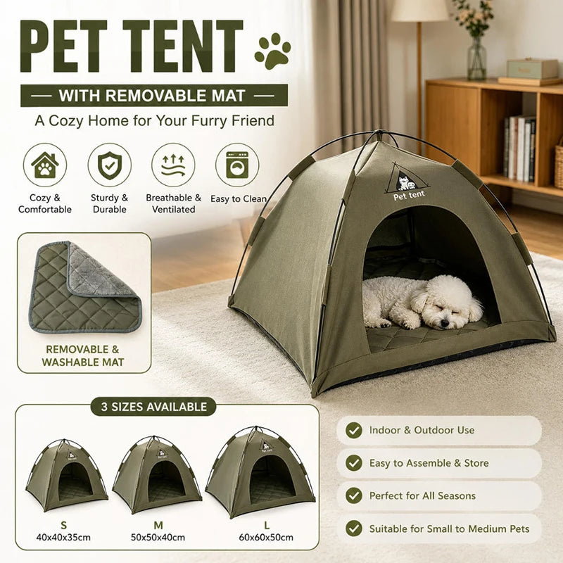 Casa Dobrável para Gatos, Tenda para Animais de Estimação, Ninho Universal para Gatos e Cães, Tapete Quente de Inverno, Portátil e Respirável