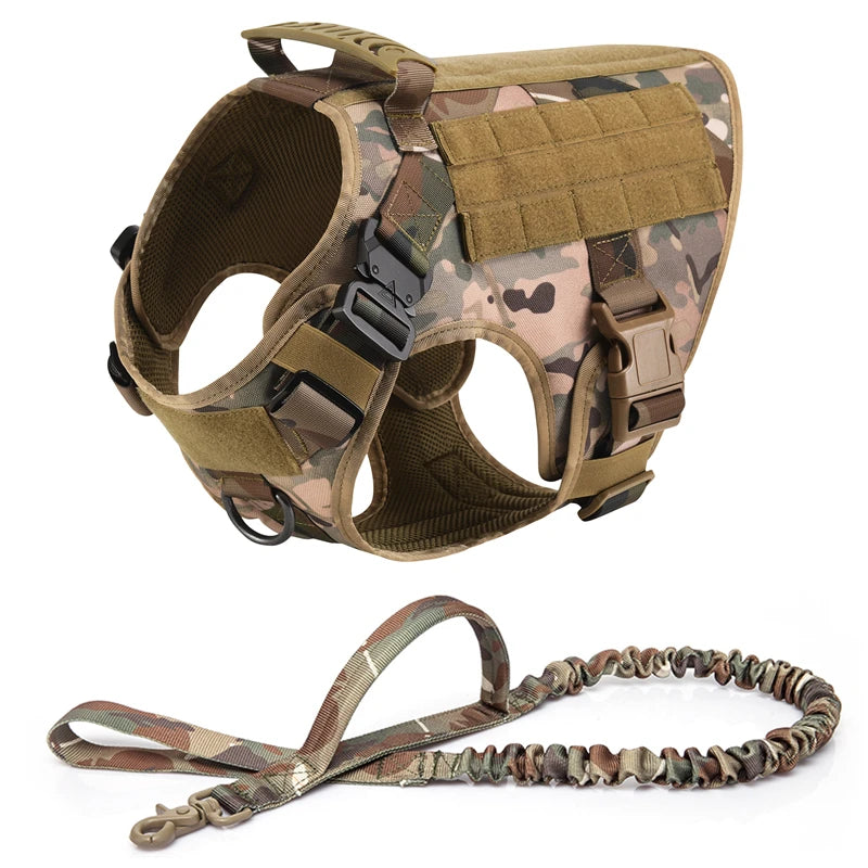 Colete militar tático para animais de estimação pastor alemão golden retriever treinamento tático arnês e trela conjunto para todas as raças cães