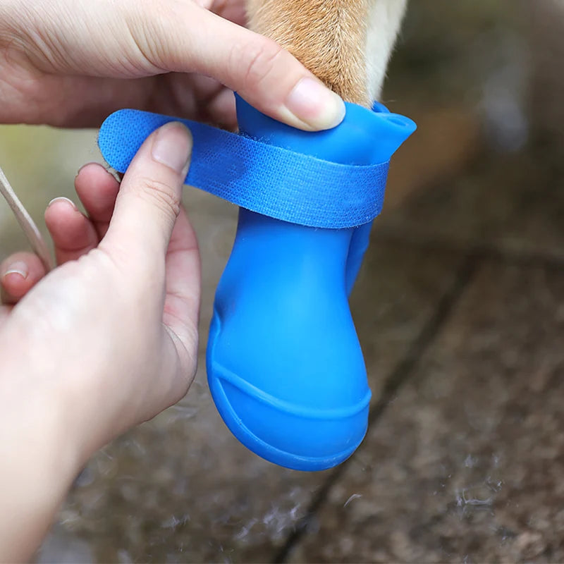 Bota de borracha antiderrapante à prova d'água para animais de estimação, 4 unidades, para cães pequenos, médios e grandes, sapatos para atividades ao ar livre, botas para cães, acessórios para animais de estimação
