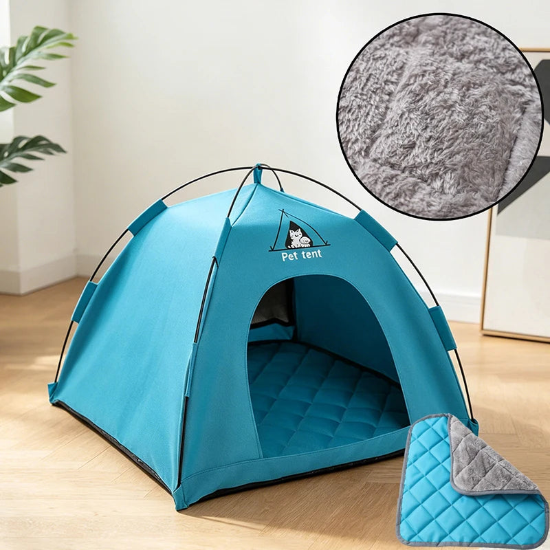 Casa Dobrável para Gatos, Tenda para Animais de Estimação, Ninho Universal para Gatos e Cães, Tapete Quente de Inverno, Portátil e Respirável