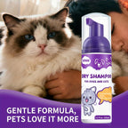 Shampoo Seco em Espuma para Cães e Gatos Sem Enxágue - Limpeza Sem Água para Filhotes, Desodorizante e Refrescante