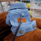 Primavera terno do cão roupas denim casaco roupas com d trela anel para cães pequenos médios filhotes cor do animal de estimação jean pequeno cão traje