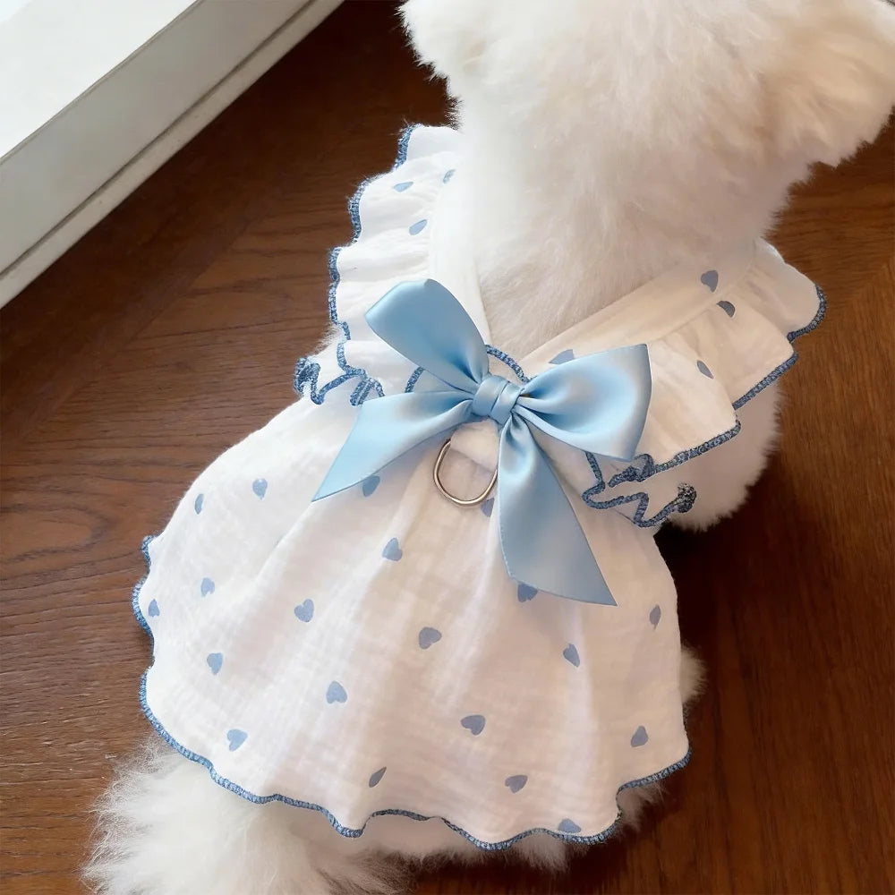 Vestido de Verão para Gatos, Roupa Fina Anti-Queda de Pelos para Animais de Estimação, com Argola D para Coleira, Respirável, para Gatinhos, Cães Pequenos e Filhotes, Estilo Princesa Fofo