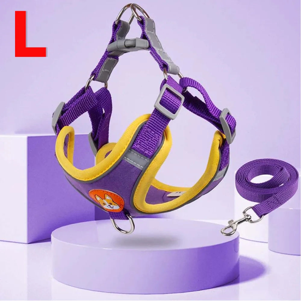 Coleira Peitoral Ajustável para Cães e Gatos, Confortável para Passeio, Material de Nylon Ergonômico e Seguro