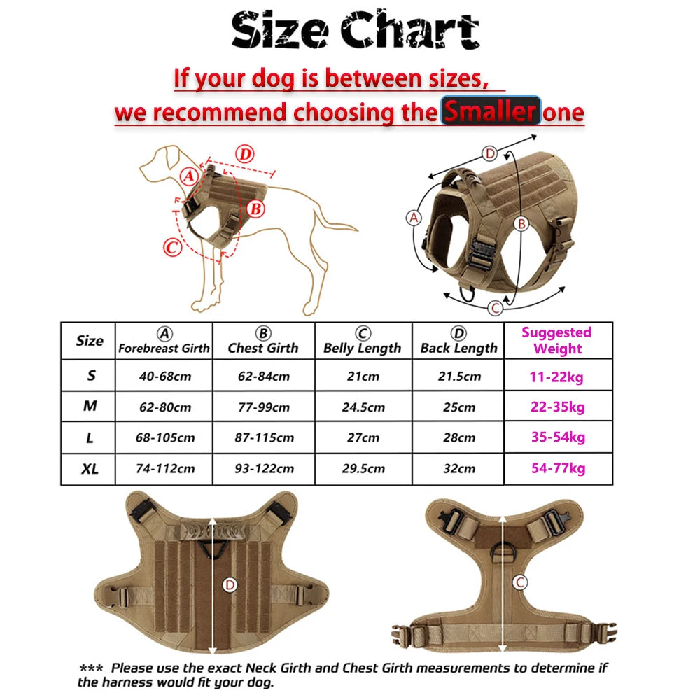 Coleira Tática Militar para Cães Grandes e Médios, Colete de Treinamento para Pastor Alemão e Malinois, Acessórios de Caça para Cães