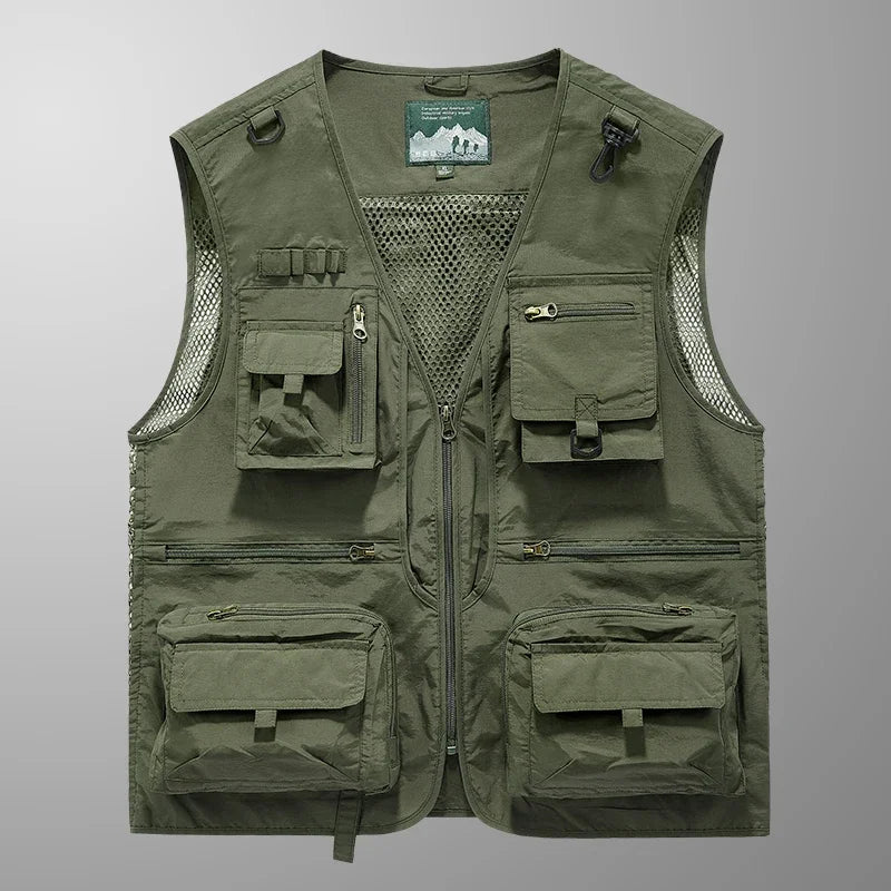 Colete Masculino Multibolsos Respirável para Pesca ao Ar Livre 2026 - Novo Modelo Casual Funcional para Primavera, Outono e Verão