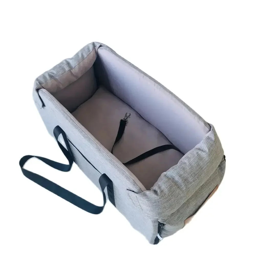 Assento de carro para cães pequenos, console central, assento impulsionador para animais de estimação, carro, filhote de cachorro, portátil, transportador de cães para gatos, bolsa de viagem de segurança
