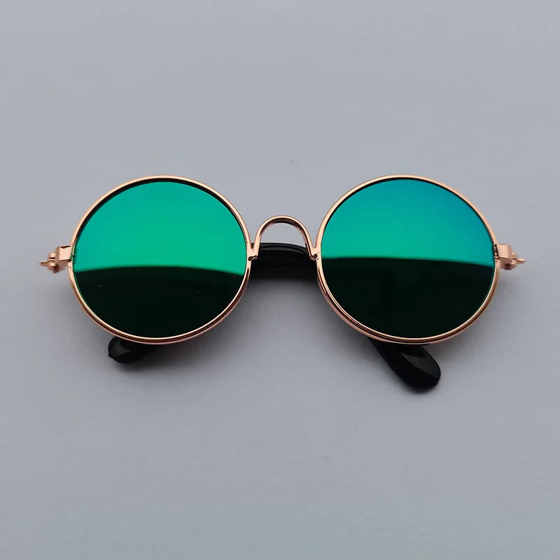 Adorável vintage redondo gato óculos de sol reflexão óculos para pequeno cão gato pet fotos produtos para animais de estimação adereços acessórios