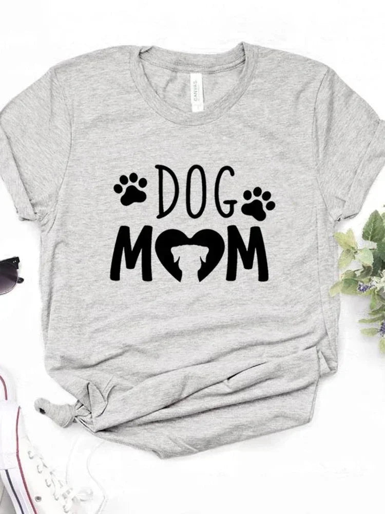 Camiseta feminina cão mãe pata impressão camiseta feminina manga curta o pescoço solto camiseta senhoras causal camiseta roupas topos