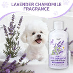 Shampoo e Condicionador 4 em 1 para Cães 220ml Lavanda e Camomila Fórmula Suave Acalma a Pele Desodoriza Limpa Sujeira Amacia