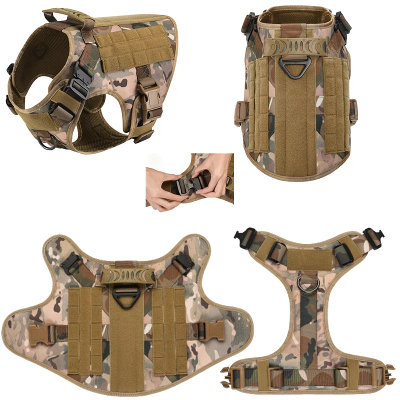 Colete militar tático para animais de estimação pastor alemão golden retriever treinamento tático arnês e trela conjunto para todas as raças cães