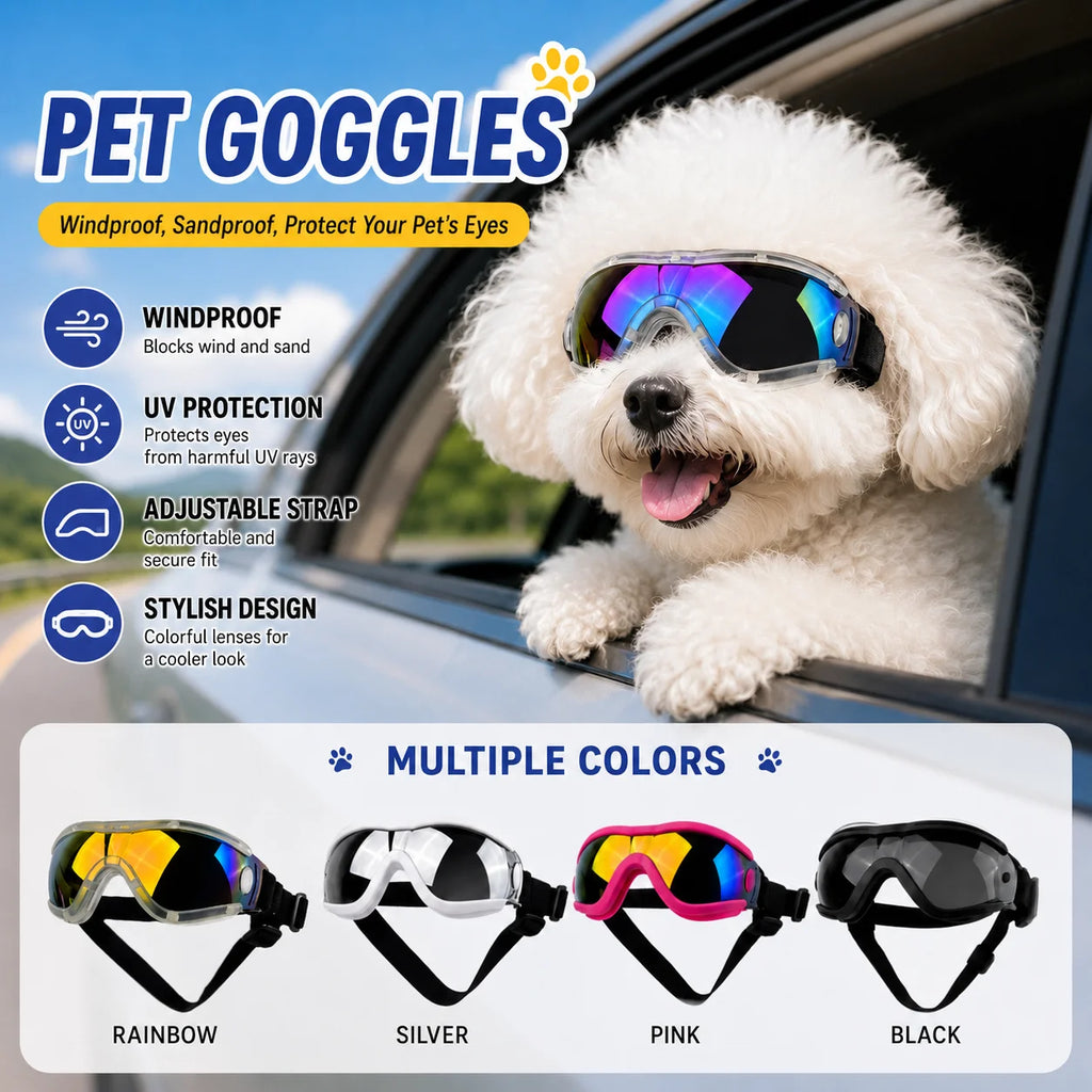 Óculos de Sol Ajustáveis para Cães, Proteção Anti-UV, Óculos de Sol para Animais de Estimação, Óculos de Sol para Cães Amplamente Utilizados, Acessórios para Cães