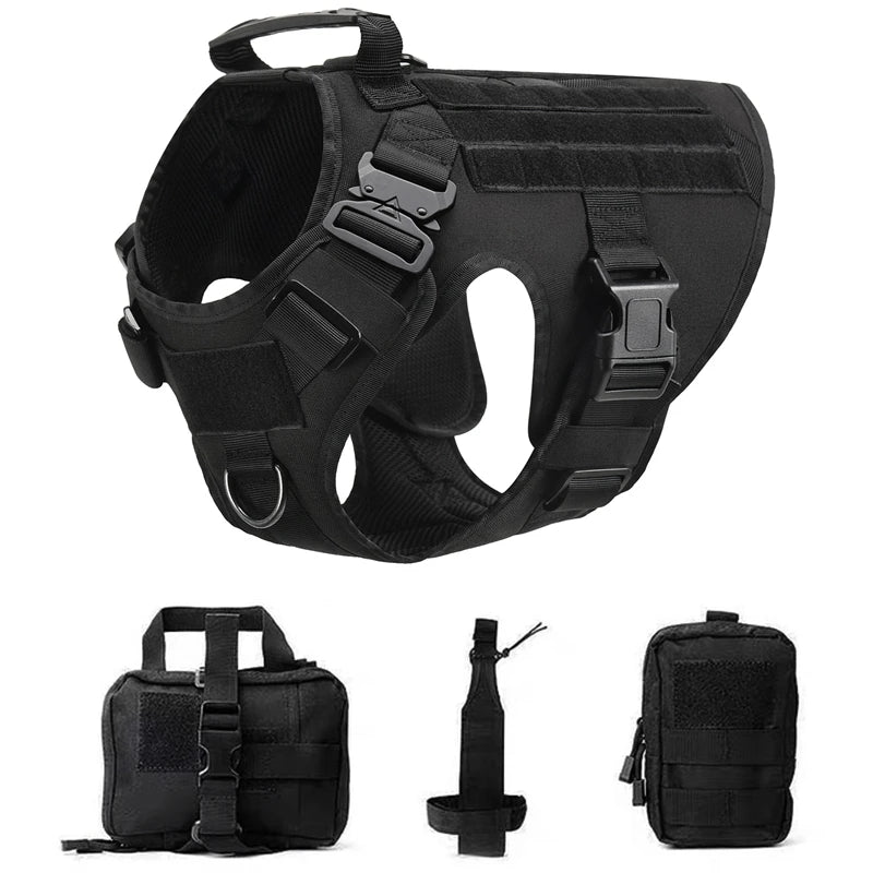 Colete militar tático para animais de estimação pastor alemão golden retriever treinamento tático arnês e trela conjunto para todas as raças cães