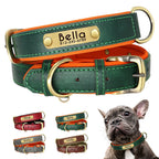 Coleira de couro pu personalizada com placa de identificação, coleira macia acolchoada para cães, nome gravado gratuito para cães pequenos, médios e grandes, ajustável