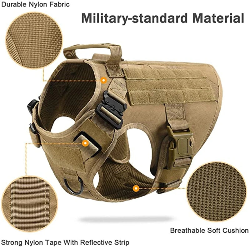 Colete militar tático para animais de estimação pastor alemão golden retriever treinamento tático arnês e trela conjunto para todas as raças cães