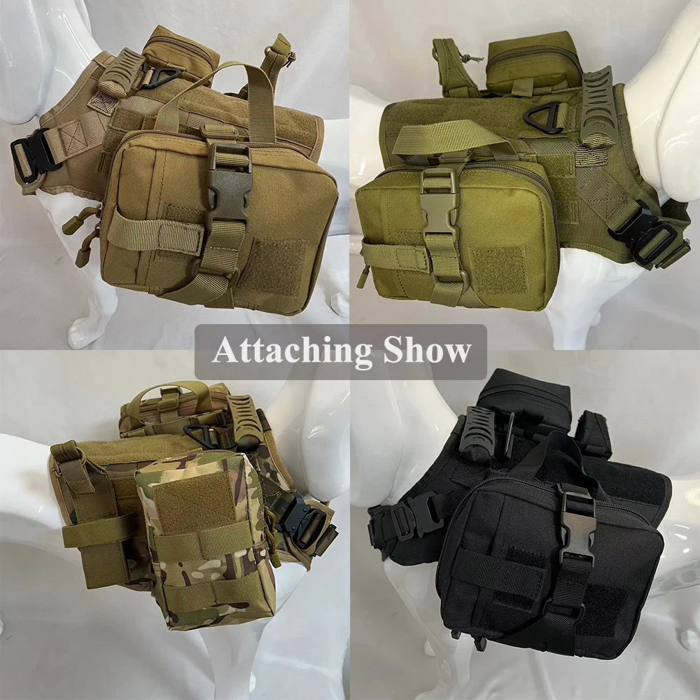3 pçs sacos táticos do cão anexando no arnês colete 2 pçs bolsa moles e 1 cinto suporte de garrafa cintura militar treinamento transportadora