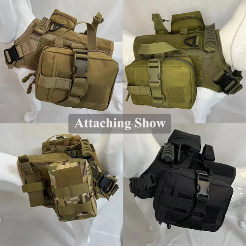 3 pçs sacos táticos do cão anexando no arnês colete 2 pçs bolsa moles e 1 cinto suporte de garrafa cintura militar treinamento transportadora