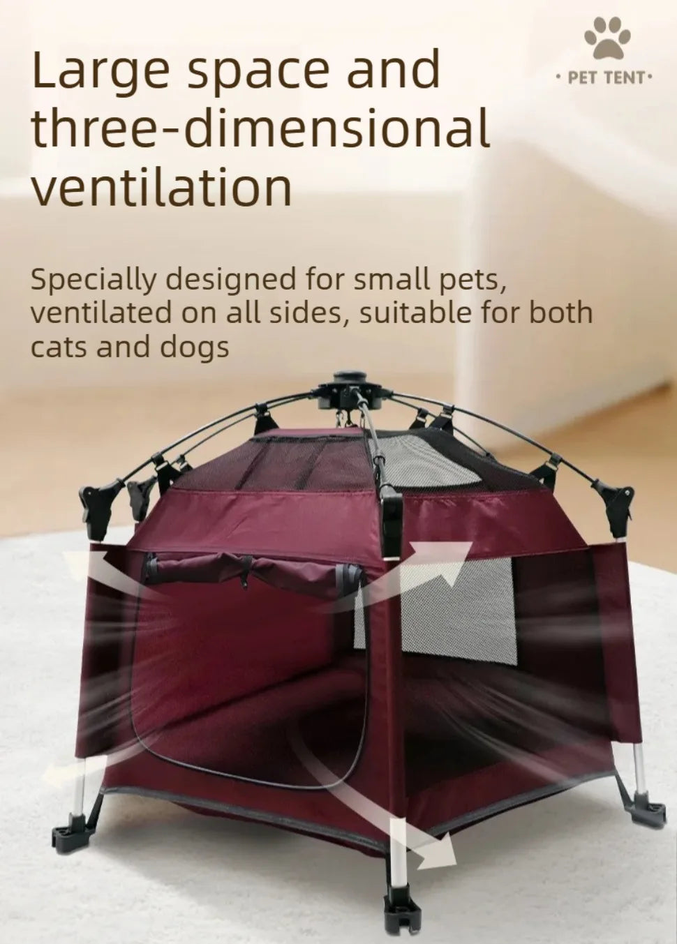 Tenda Dobrável para Animais de Estimação, Casa Respirável para Cães e Gatos, Cerca Portátil para Cães Pequenos, Adequada para Todas as Estações