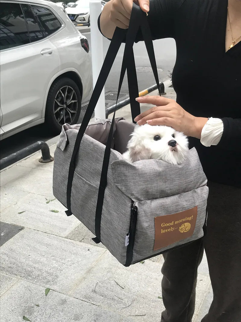 Assento de carro para cães pequenos, console central, assento impulsionador para animais de estimação, carro, filhote de cachorro, portátil, transportador de cães para gatos, bolsa de viagem de segurança