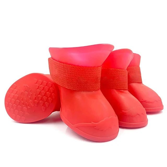 Bota de borracha antiderrapante à prova d'água para animais de estimação, 4 unidades, para cães pequenos, médios e grandes, sapatos para atividades ao ar livre, botas para cães, acessórios para animais de estimação