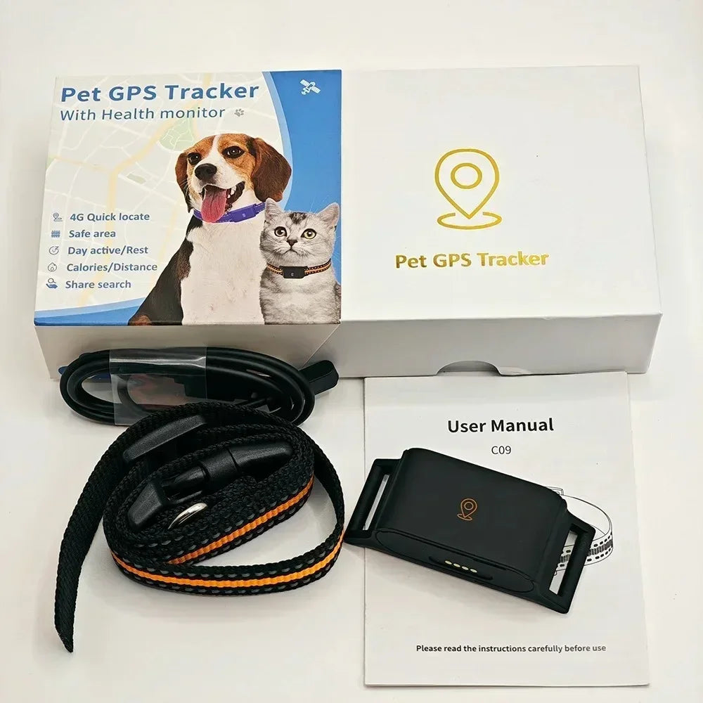 Mini Rastreador GPS 4G para Animais de Estimação, IP67 à Prova d'Água, Localizador em Tempo Real, Coleira Inteligente para Cães e Gatos com Controle por APP