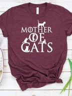 Mãe de gatos imprimir camiseta feminina manga curta o pescoço solto camiseta feminina senhoras moda camiseta topos roupas mujer