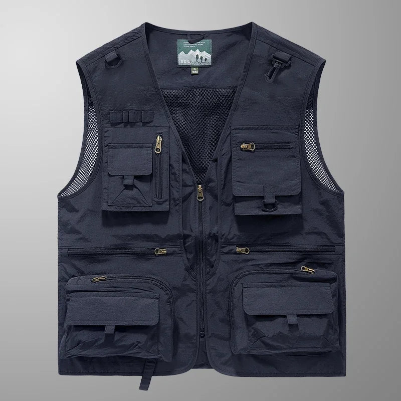 Colete Masculino Multibolsos Respirável para Pesca ao Ar Livre 2026 - Novo Modelo Casual Funcional para Primavera, Outono e Verão