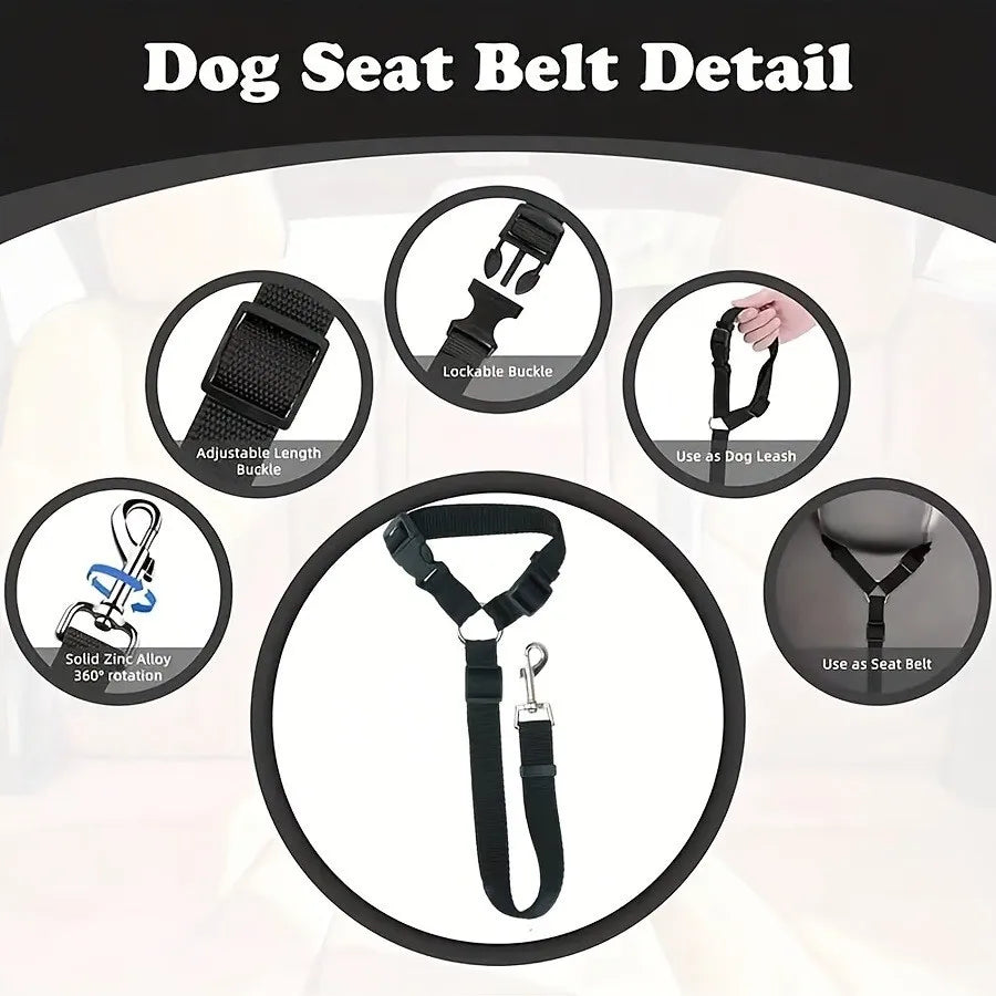 Cinto de segurança para cães (1 unidade), coleira para carro para animais de estimação, fivela de cinto de segurança para cães, cinto de segurança para cães presente de Natal, capa para assento de carro para cães.