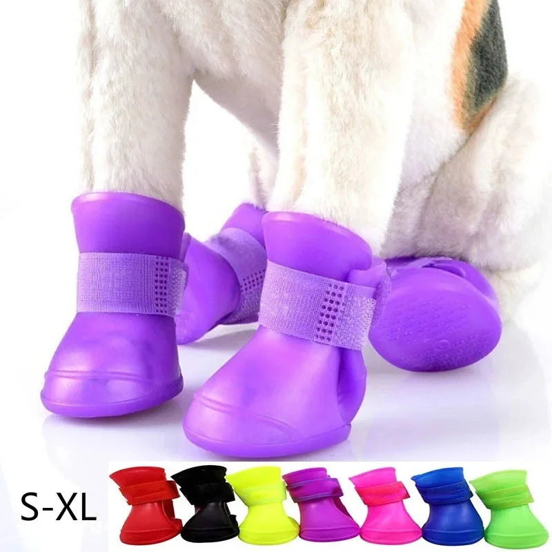 Bota de borracha antiderrapante à prova d'água para animais de estimação, 4 unidades, para cães pequenos, médios e grandes, sapatos para atividades ao ar livre, botas para cães, acessórios para animais de estimação