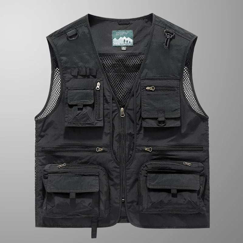 Colete Masculino Multibolsos Respirável para Pesca ao Ar Livre 2026 - Novo Modelo Casual Funcional para Primavera, Outono e Verão