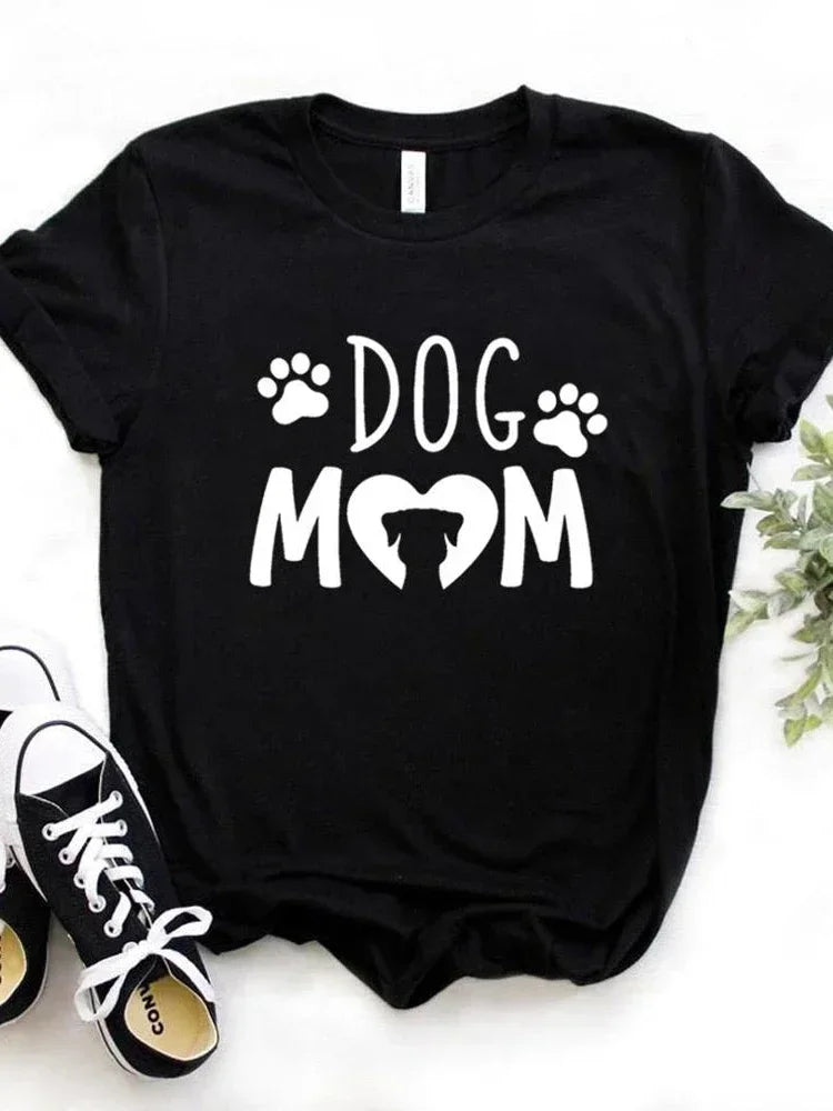 Camiseta feminina cão mãe pata impressão camiseta feminina manga curta o pescoço solto camiseta senhoras causal camiseta roupas topos