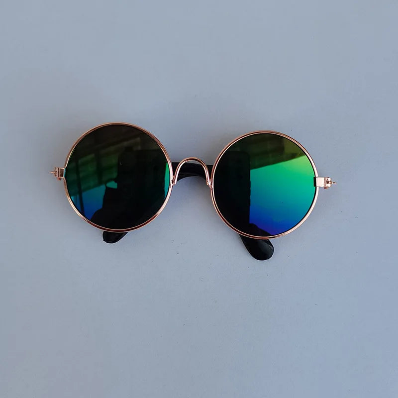 Adorável vintage redondo gato óculos de sol reflexão óculos para pequeno cão gato pet fotos produtos para animais de estimação adereços acessórios