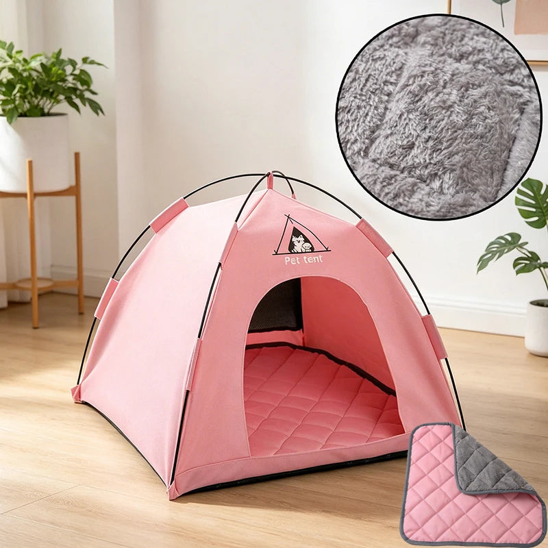 Casa Dobrável para Gatos, Tenda para Animais de Estimação, Ninho Universal para Gatos e Cães, Tapete Quente de Inverno, Portátil e Respirável