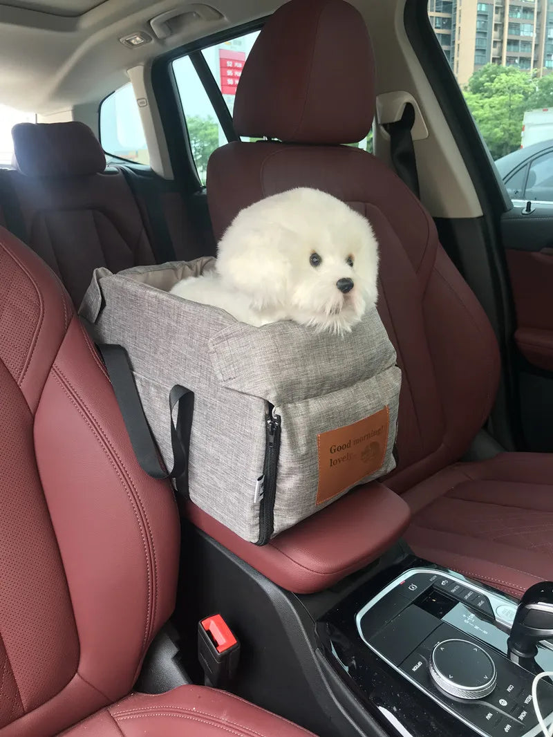 Assento de carro para cães pequenos, console central, assento impulsionador para animais de estimação, carro, filhote de cachorro, portátil, transportador de cães para gatos, bolsa de viagem de segurança