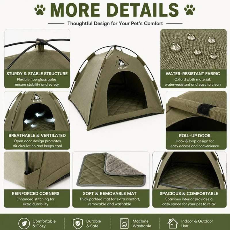 Casa Dobrável para Gatos, Tenda para Animais de Estimação, Ninho Universal para Gatos e Cães, Tapete Quente de Inverno, Portátil e Respirável