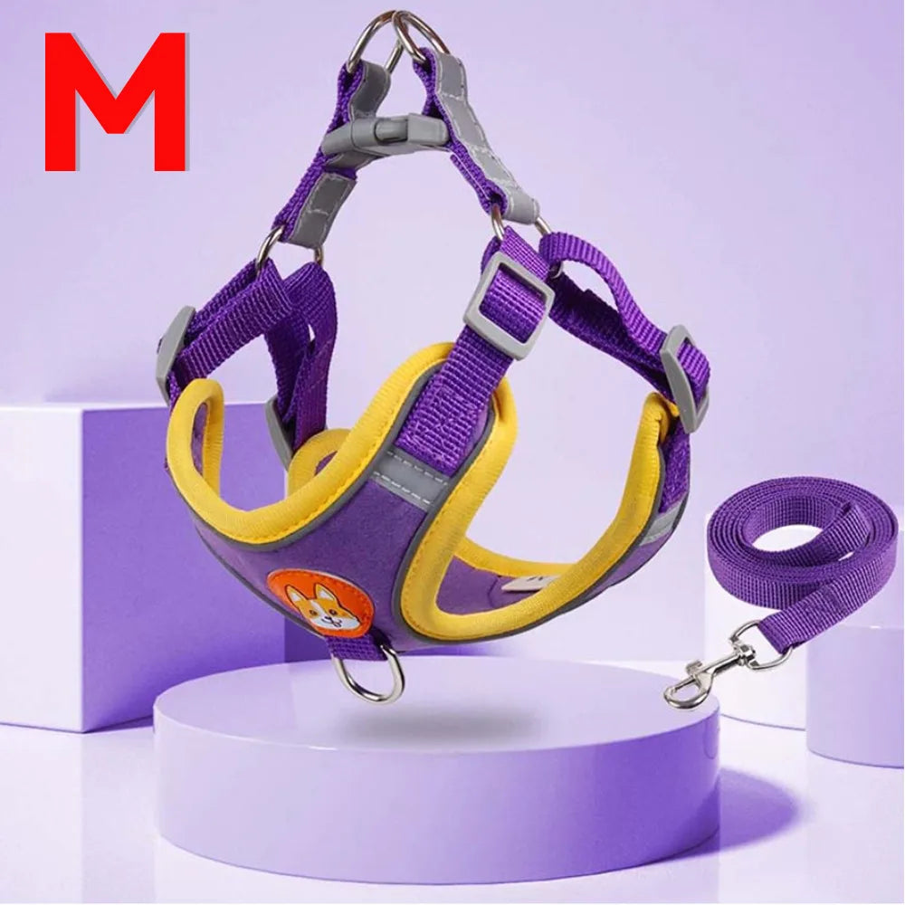 Coleira Peitoral Ajustável para Cães e Gatos, Confortável para Passeio, Material de Nylon Ergonômico e Seguro