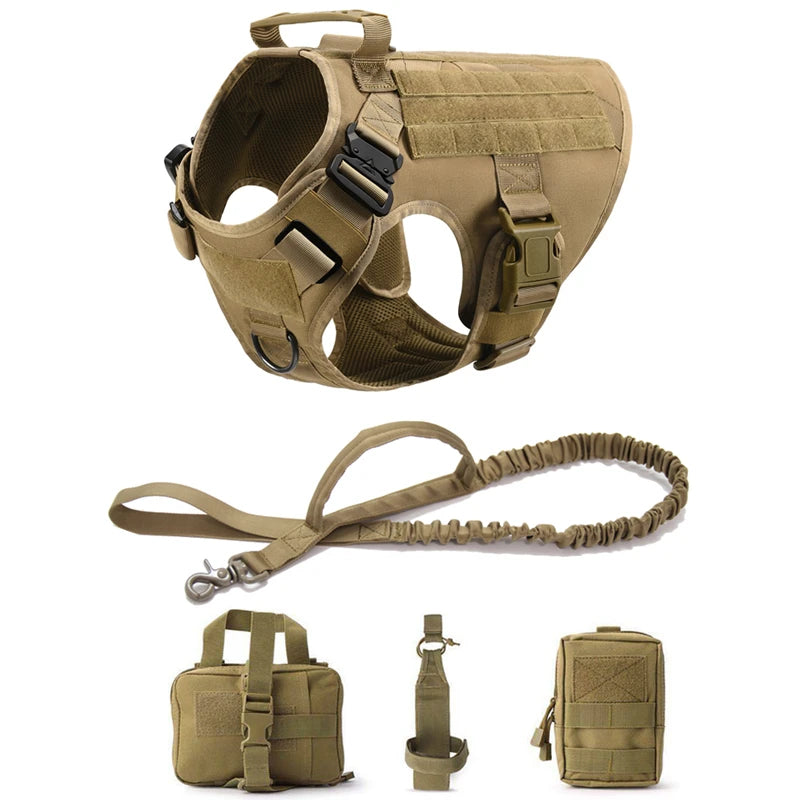 Colete militar tático para animais de estimação pastor alemão golden retriever treinamento tático arnês e trela conjunto para todas as raças cães