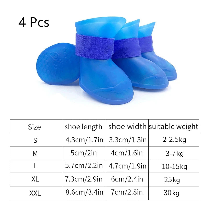 Bota de borracha antiderrapante à prova d'água para animais de estimação, 4 unidades, para cães pequenos, médios e grandes, sapatos para atividades ao ar livre, botas para cães, acessórios para animais de estimação