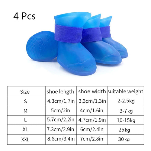 Bota de borracha antiderrapante à prova d'água para animais de estimação, 4 unidades, para cães pequenos, médios e grandes, sapatos para atividades ao ar livre, botas para cães, acessórios para animais de estimação