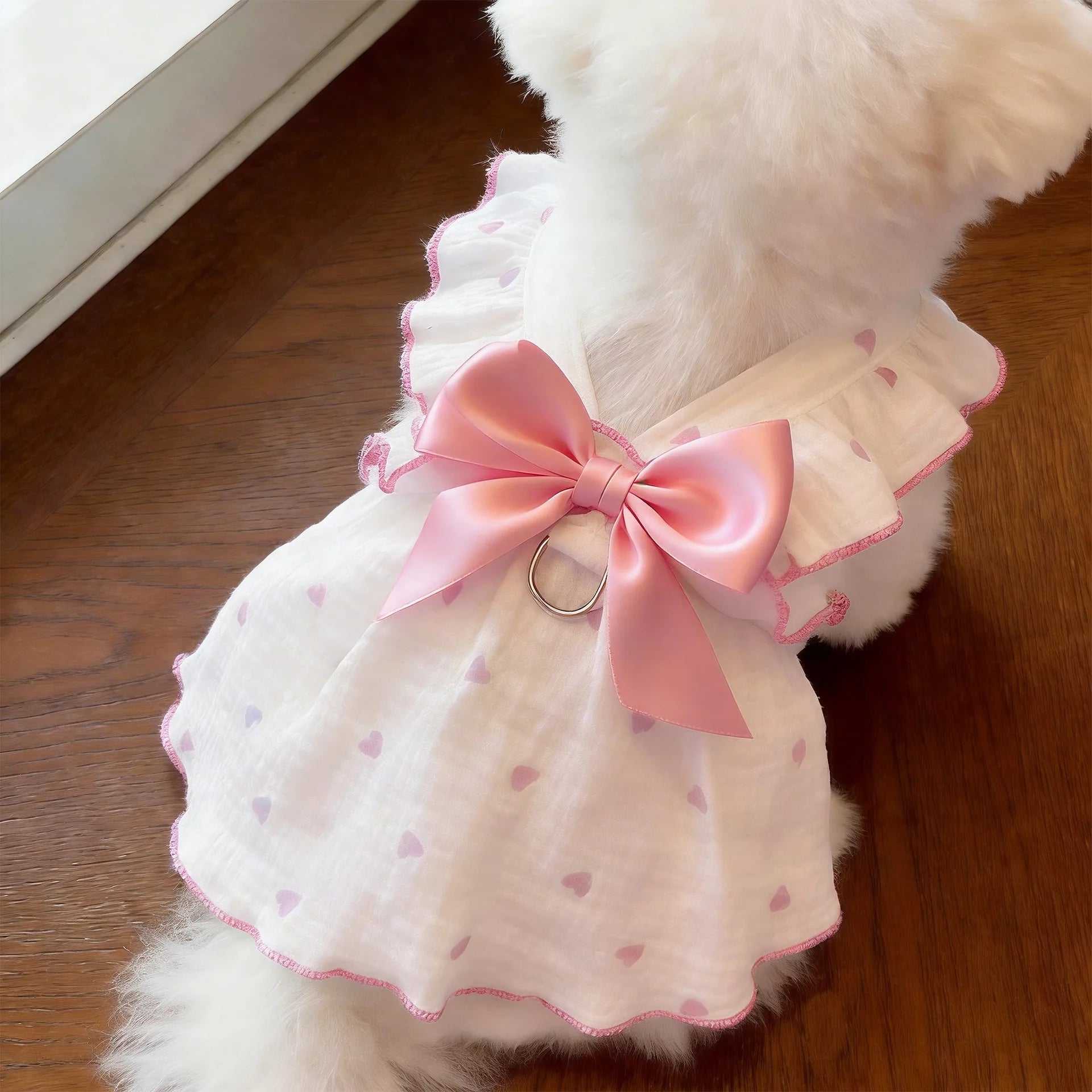 Vestido de Verão para Gatos, Roupa Fina Anti-Queda de Pelos para Animais de Estimação, com Argola D para Coleira, Respirável, para Gatinhos, Cães Pequenos e Filhotes, Estilo Princesa Fofo