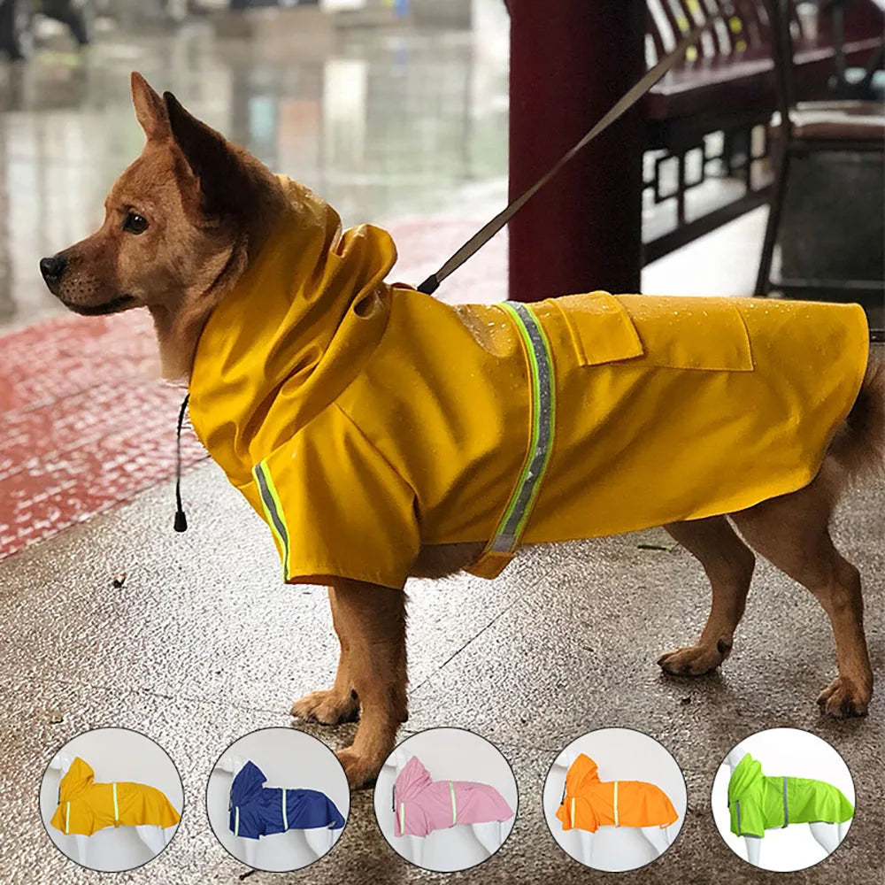 Grande cão capa de chuva corgi manto estilo filhote de cachorro à prova dwaterproof água roupas para cães reflexivo animal de estimação à prova de vento à prova de chuva com capuz capa de chuva para cão